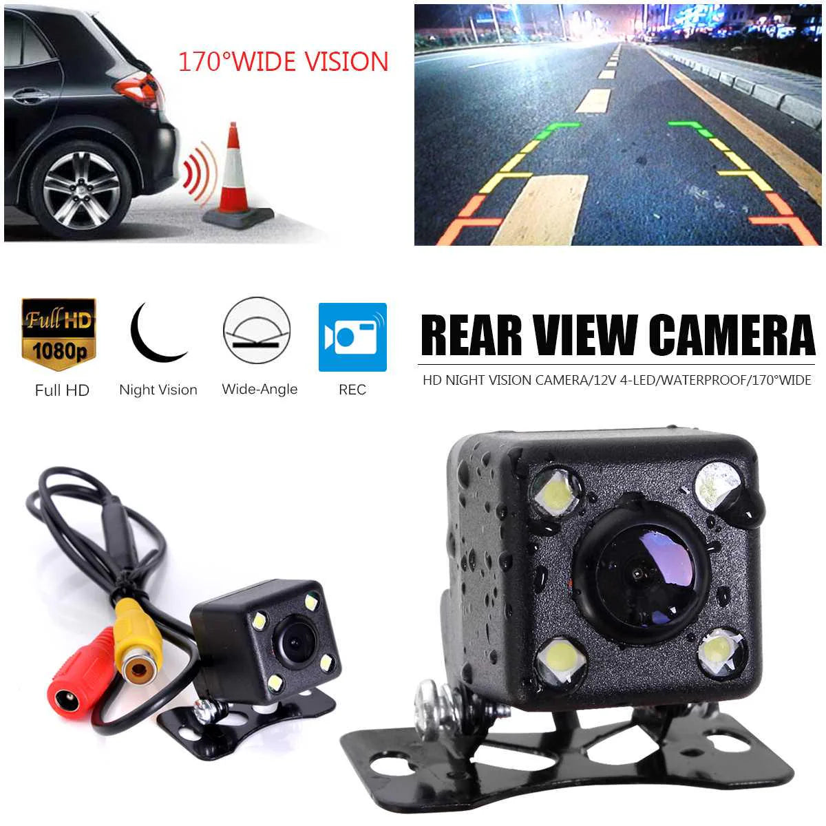 Camera auto video marsarier cu 4 LED si Monitor LCD pliabil de 4.3 inch + CADOU Placuta numar telefon parcare, pentru parbriz