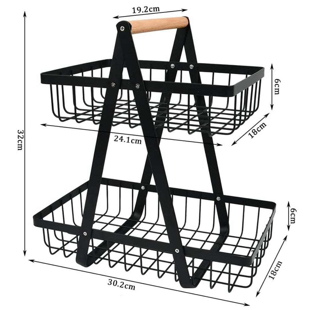 Coș etajat din metal pentru fructe și legum
