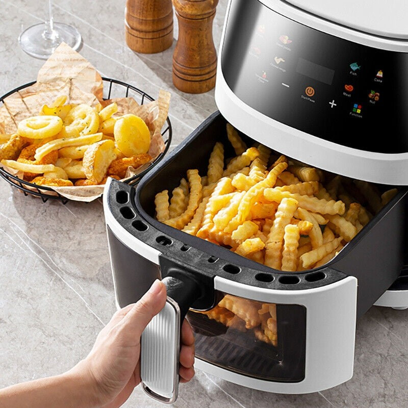 FRITEUZA FARA ULEI CU AER CALD, 2400 W FUNCTIE DE COACERE, PRAJIRE 8L, CU GEAM, AIR FRYER