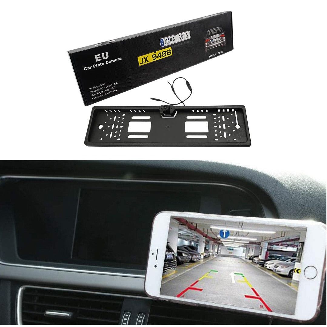 Suport pentru numar auto cu camera video marsarier incorporata