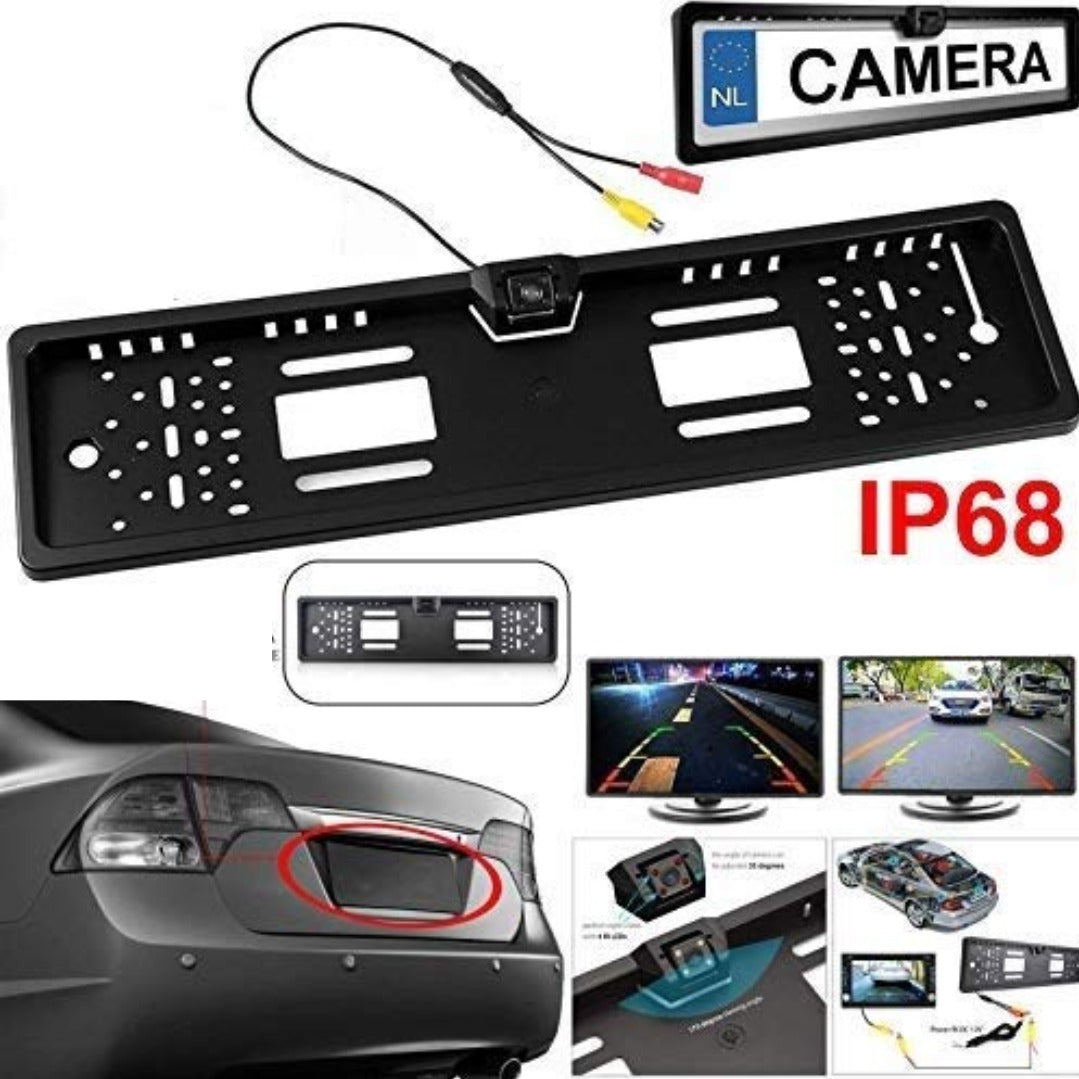 Suport pentru numar auto cu camera video marsarier incorporata