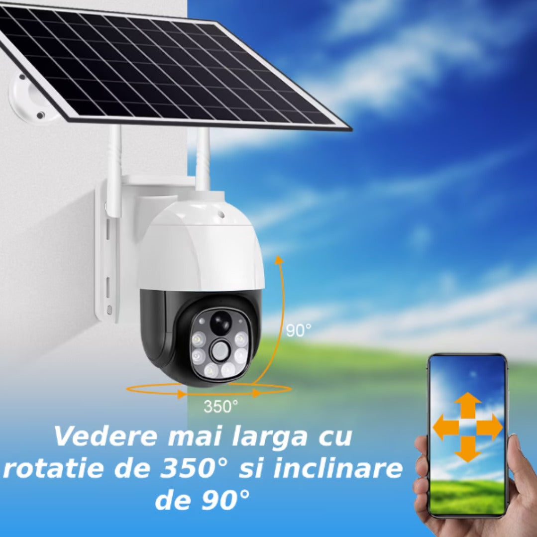 Camera de supraveghere cu panou solar, HD, 4G