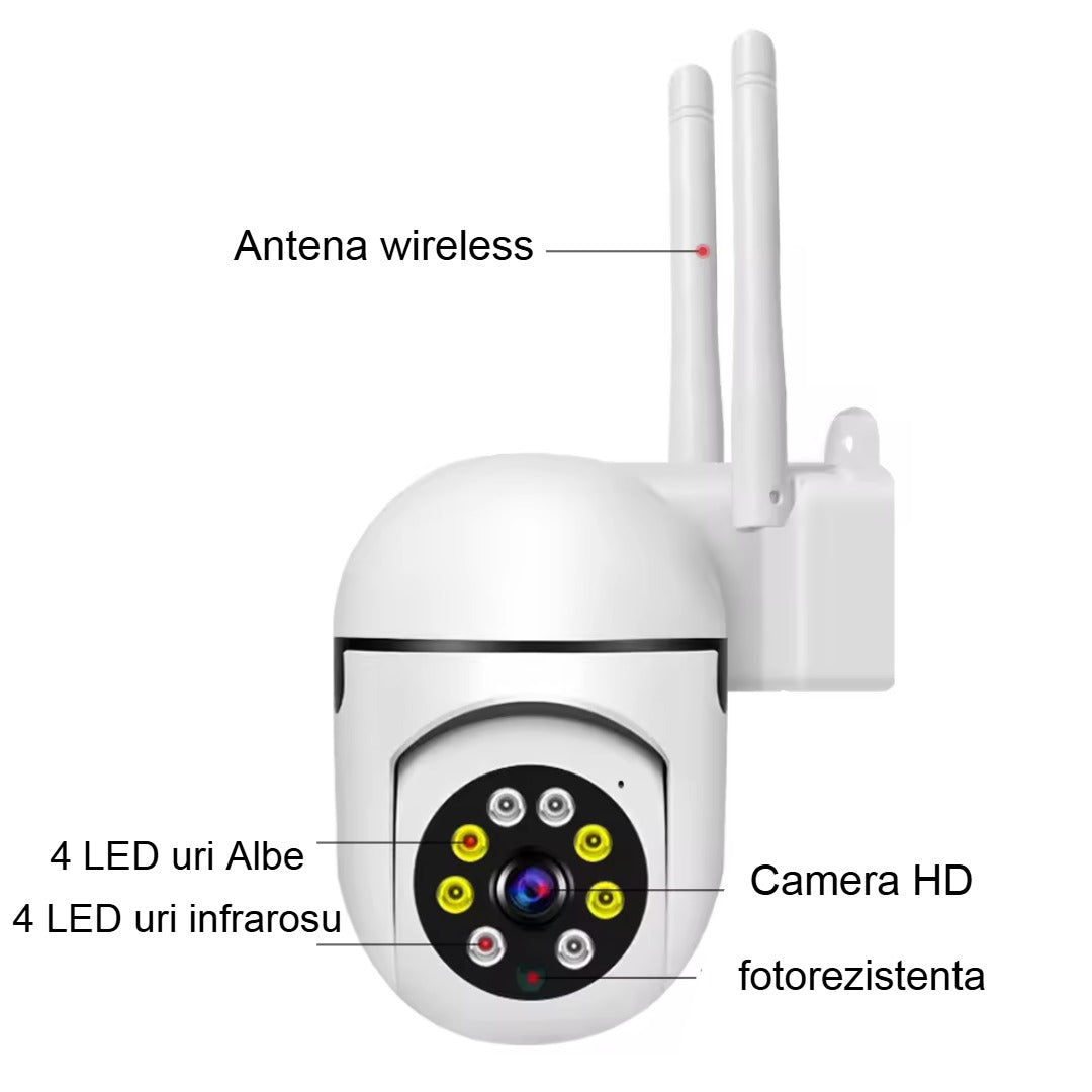 Cameră de Supraveghere WiFi PTZ 1080P, Rotativă 360°