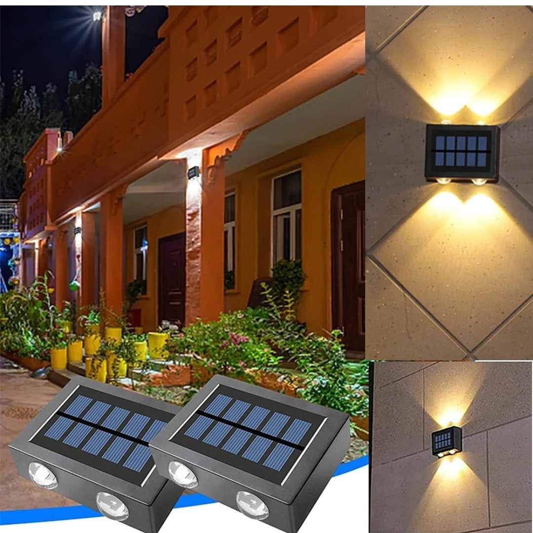 SET 4 x Lampa solara pentru exterior cu iluminare sus si jos 4 LED-uri