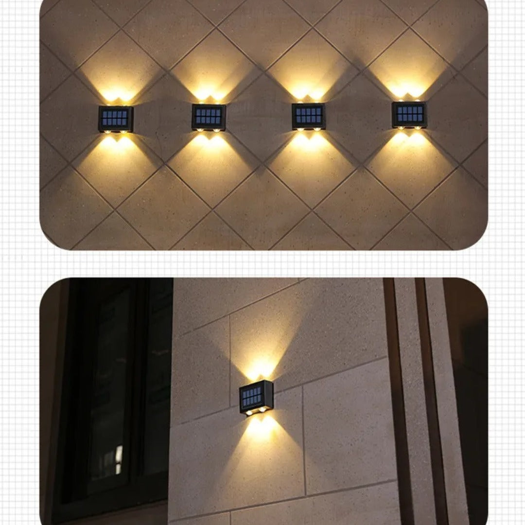 SET 4 x Lampa solara pentru exterior cu iluminare sus si jos 4 LED-uri