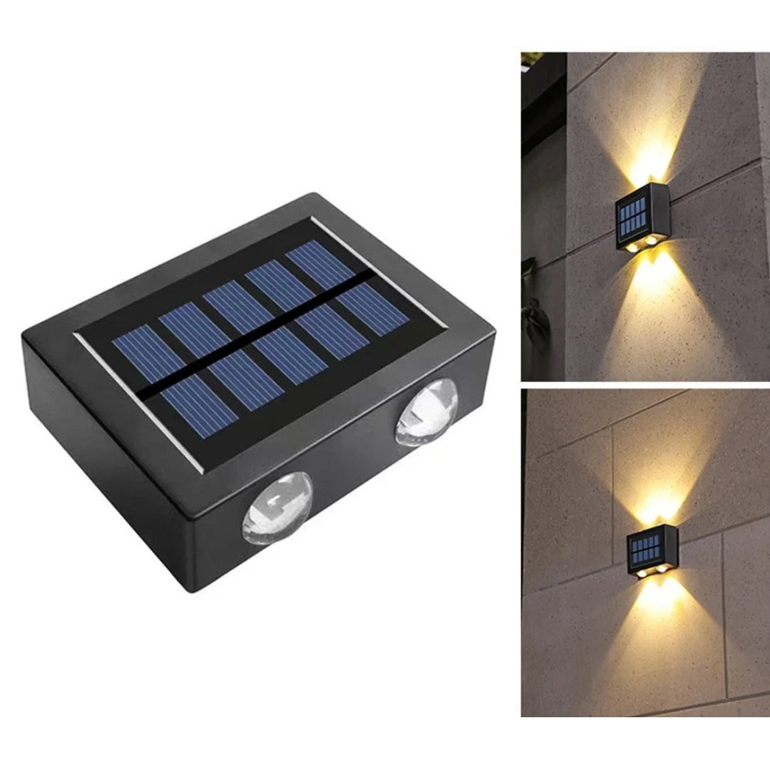 SET 4 x Lampa solara pentru exterior cu iluminare sus si jos 4 LED-uri