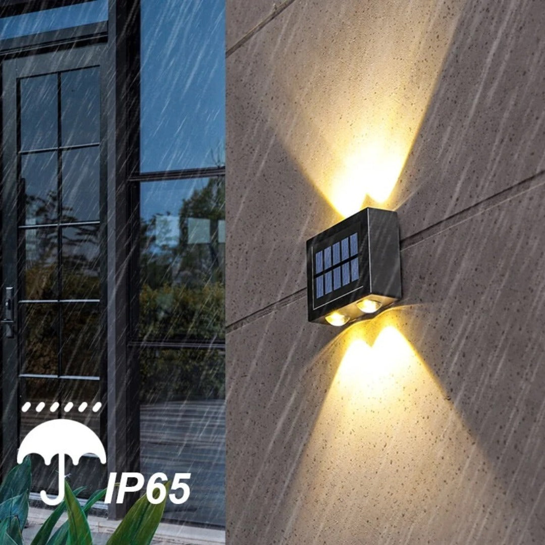 SET 4 x Lampa solara pentru exterior cu iluminare sus si jos 4 LED-uri