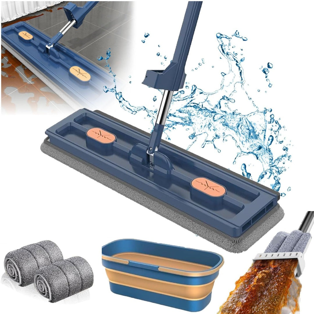 Set Galeata cu Mop Plat Profesional cu Stoarcere Automata