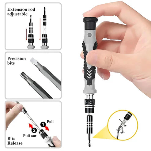 Set Profesional de Surubelnite de Precizie, 115 in 1 - Kit Magnetic de Reparatii cu 98 de Biti+CADOU Lanterna de cap LED,profesionala