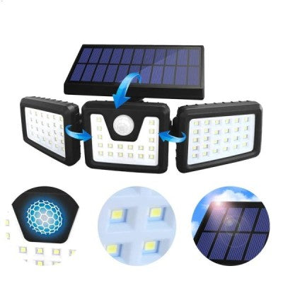 Lampa solara, de exterior cu 3 capete, LED, incarcare solara